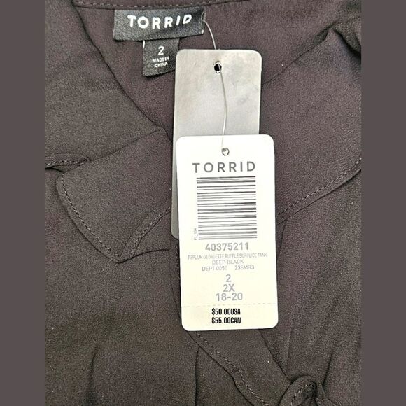 TORRID Black Georgette Ruffle Tank & Glen Plaid Crepe Short Set - Picture 8 of 16